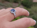 platinum Art Deco estate blue sapphire & diamond ring - Burma - unheated