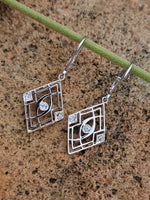 platinum & 18k gold two tone Deco filigree diamond lever back earrings