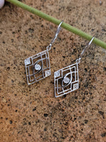 platinum & 18k gold two tone Deco filigree diamond lever back earrings