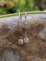 18k gold two tone Deco diamond dangle earrings