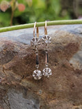 18k gold two tone Deco diamond dangle earrings