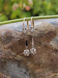 18k gold two tone Deco diamond dangle earrings