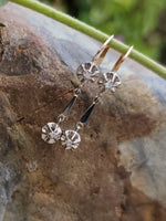 18k gold two tone Deco diamond dangle earrings