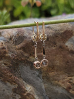 18k gold two tone Deco diamond dangle earrings