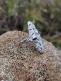 18k white gold diamond & sapphire estate Art Deco c.20-30's filigree glove shield ring