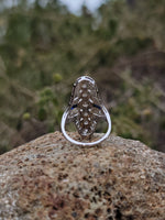 18k white gold diamond & sapphire estate Art Deco c.20-30's filigree glove shield ring