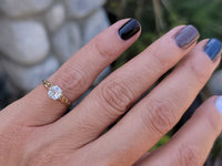 14k gold two tone old mine cut diamond solitaire antique estate ring - .74ct