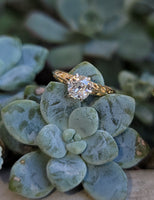 14k gold two tone old mine cut diamond solitaire antique estate ring - .74ct