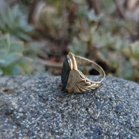 Gold Deco hematite warrior Intaglio ring