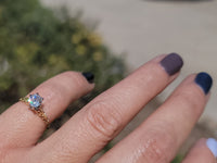 14k gold two tone old mine cut diamond solitaire antique estate ring - .74ct