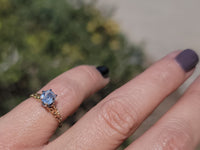 14k gold two tone old mine cut diamond solitaire antique estate ring - .74ct