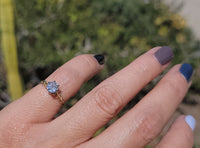 14k gold two tone old mine cut diamond solitaire antique estate ring - .74ct