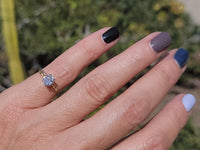 14k gold two tone old mine cut diamond solitaire antique estate ring - .74ct