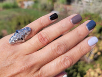 18k white gold diamond & sapphire estate Art Deco c.20-30's filigree glove shield ring