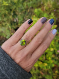 14k white gold vintage oval Peridot filigree ring