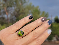 14k white gold vintage oval Peridot filigree ring