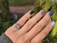 14k gold two tone Art Deco Aquamarine & Diamond estate Ring
