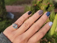 14k gold two tone Art Deco Aquamarine & Diamond estate Ring