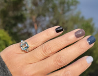 14k gold two tone Art Deco Aquamarine & Diamond estate Ring