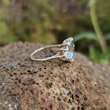 14k gold two tone Art Deco Aquamarine & Diamond estate Ring