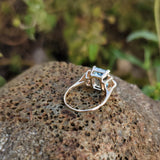 14k gold two tone Art Deco Aquamarine & Diamond estate Ring