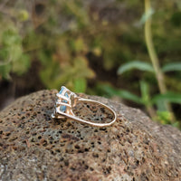 14k gold two tone Art Deco Aquamarine & Diamond estate Ring