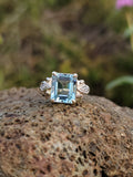14k gold two tone Art Deco Aquamarine & Diamond estate Ring