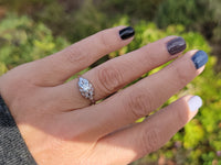 14k white gold c.1920's filigree diamond ring - apx .13ct tw
