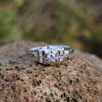 14k white gold c.1920's filigree diamond ring - apx .13ct tw