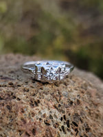 14k white gold c.1920's filigree diamond ring - apx .13ct tw