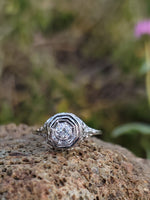18k white gold c.1920's filigree diamond ring - apx .23ct tw