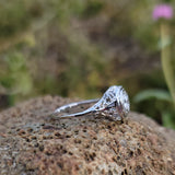 18k white gold c.1920's filigree diamond ring - apx .23ct tw