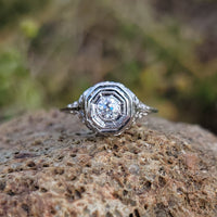 18k white gold c.1920's filigree diamond ring - apx .23ct tw