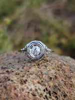 18k white gold c.1920's filigree diamond ring - apx .23ct tw