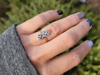 14k gold two tone Deco estate Sapphire & Diamond Ring Band