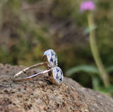 14k gold two tone Deco estate Sapphire & Diamond Ring Band