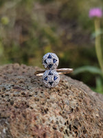 14k gold two tone Deco estate Sapphire & Diamond Ring Band