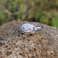 18k white gold c.1920's filigree diamond ring - apx .37ct tw