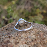 18k white gold Deco pearl solitaire antique ring