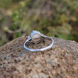 18k white gold Deco pearl solitaire antique ring