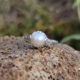 18k white gold Deco pearl solitaire antique ring