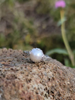 18k white gold Deco pearl solitaire antique ring