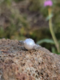 18k white gold Deco pearl solitaire antique ring
