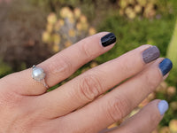 18k white gold Deco pearl solitaire antique ring
