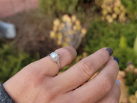 18k white gold Deco pearl solitaire antique ring