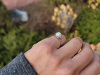 18k white gold Deco pearl solitaire antique ring