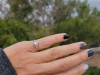 18k white gold Deco pearl solitaire antique ring