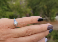 18k white gold Deco pearl solitaire antique ring