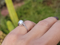 18k white gold Deco pearl solitaire antique ring
