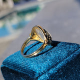 14k gold cabochon moonstone estate floral ring